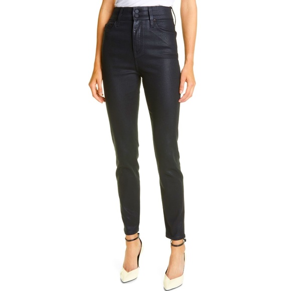NEW GRLFRND Oriana Black Coated Ultra High Rise Ankle Skinny Jeans NWT
